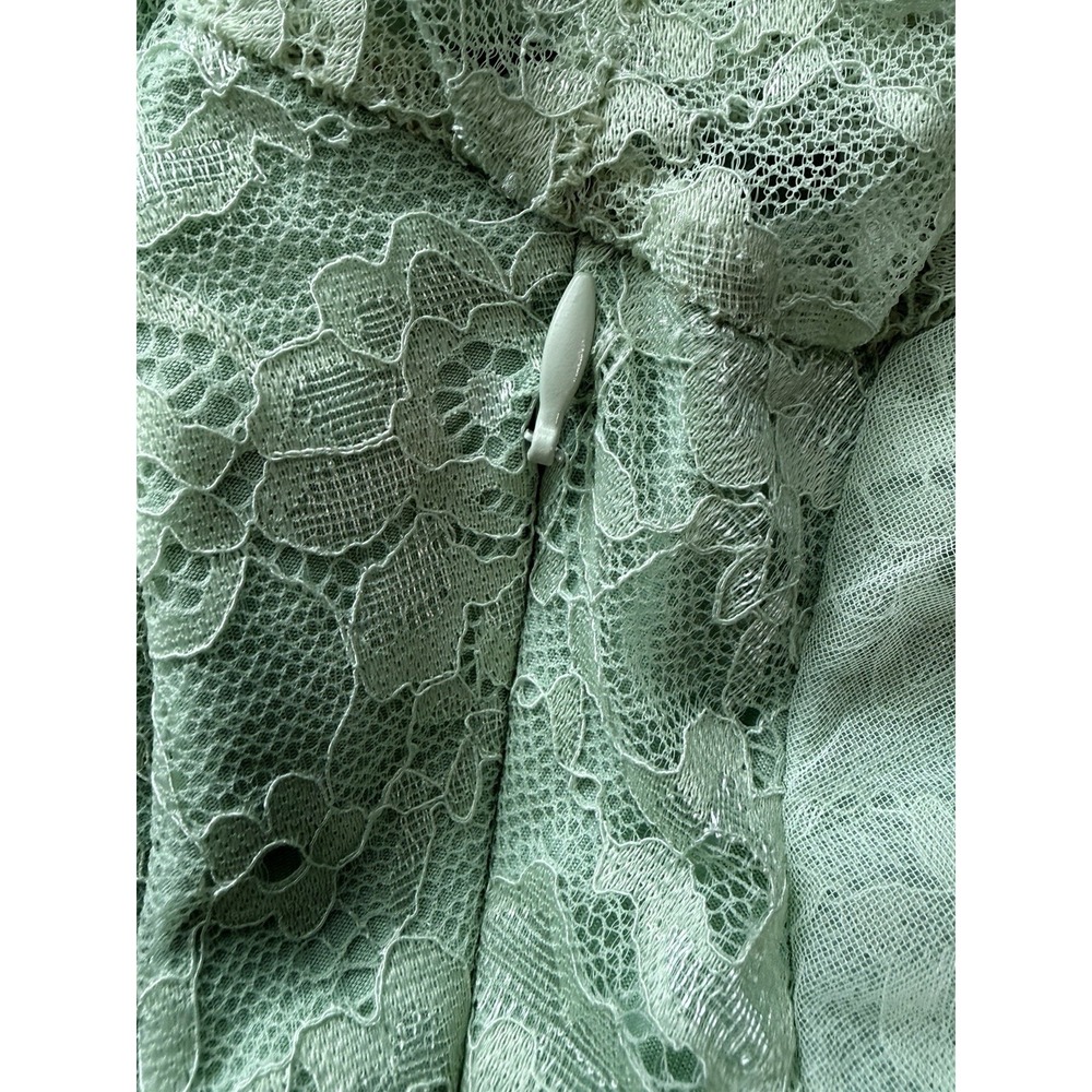 Lace Mesh Maxi Dress S Coquette Fiary Prom Gown Romantic Feminine Pastel Mint - Picture 6 of 9